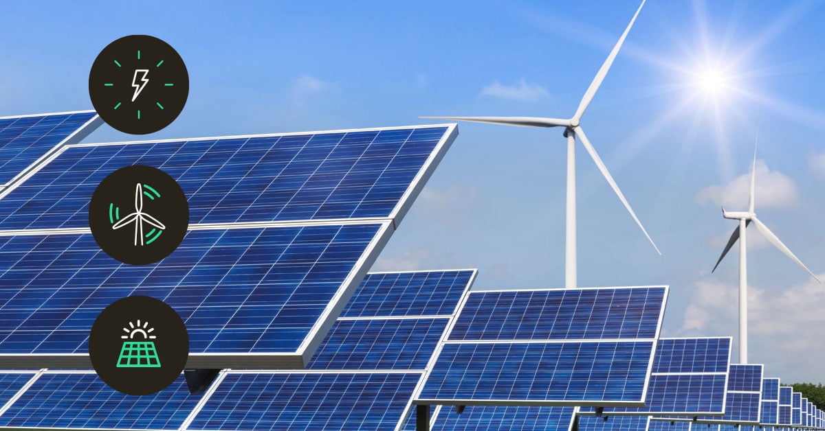 Wind turbines connected through IoT systems, enabling real-time monitoring and smart connectivity for efficient energy management.