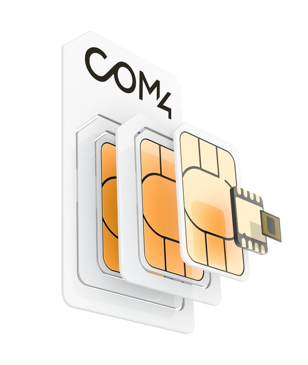 Stacked SIM, eSIM, and iSIM illustration
