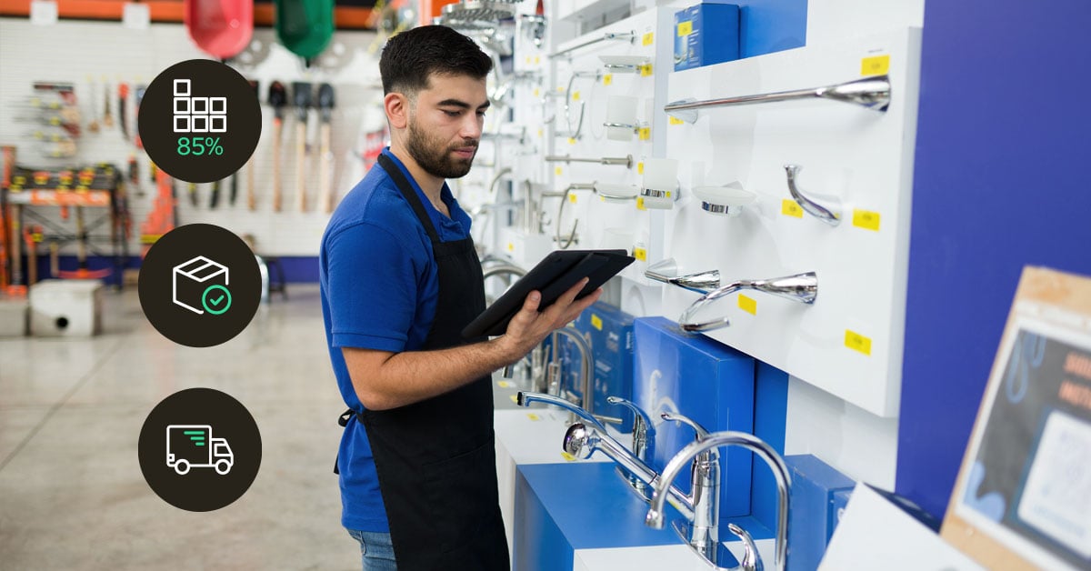 Man monitoring IoT connectivity and sensor data on an iPad in a retail store