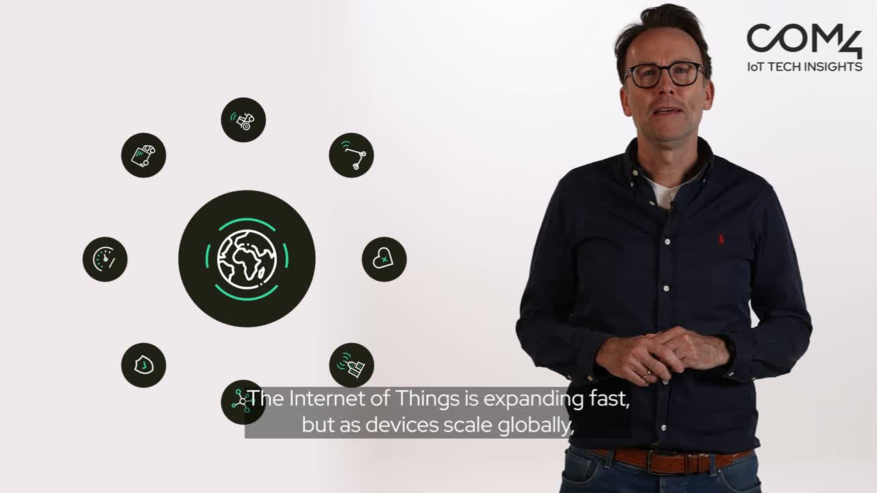 Video of Com4 CEO Stein André Larner presenting eUICC technology and its role in IoT connectivity.
