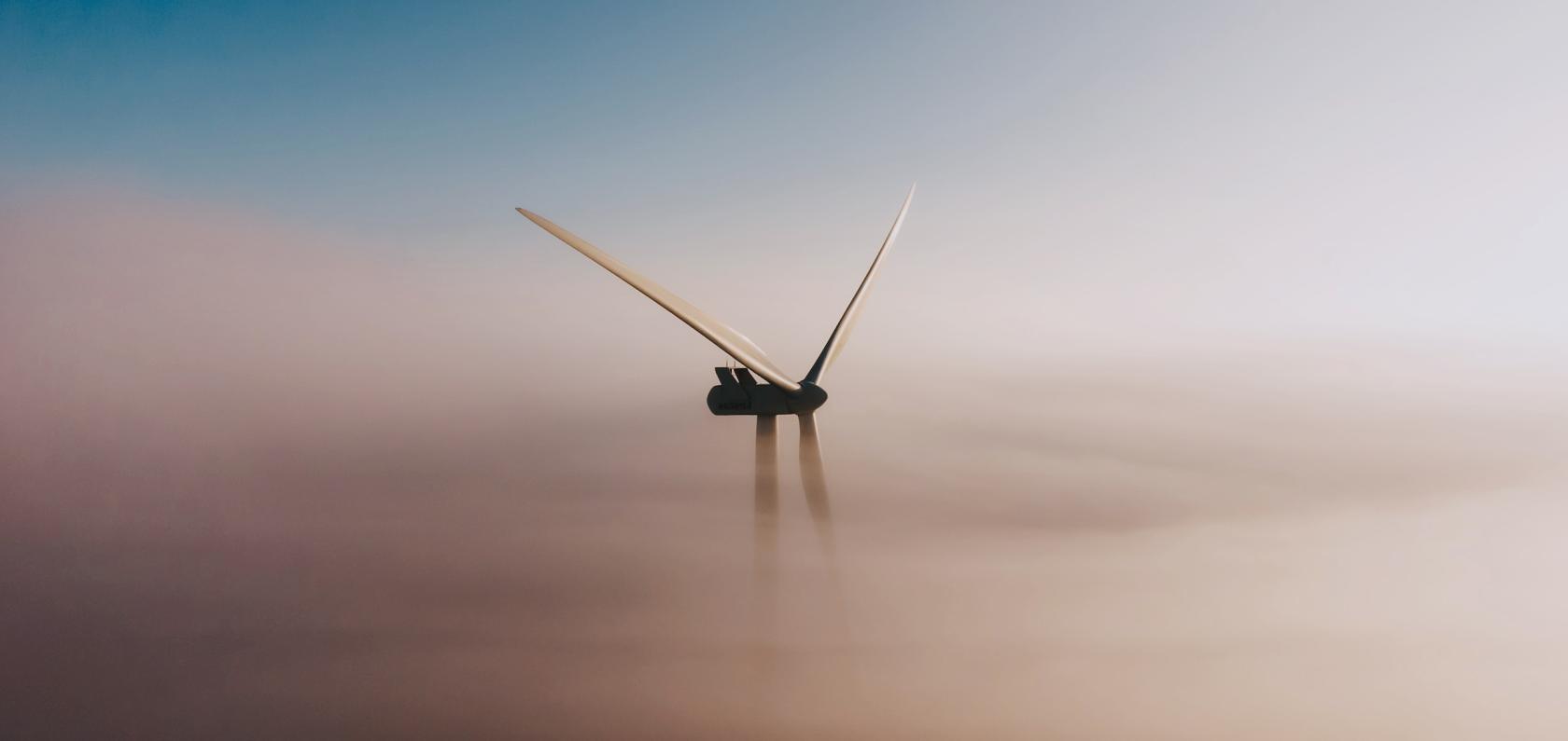 wind turbine in cloud top