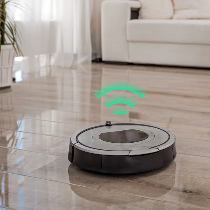 Smart robotic vacuum cleaner with Wi-Fi icon