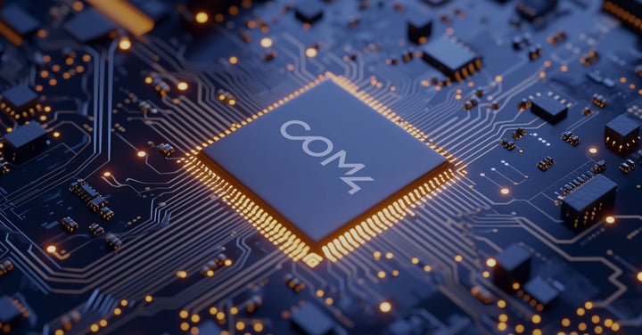 COM4 microchip on circuit board - representing the new SGP.32 Remote SIM Provisioning standard.