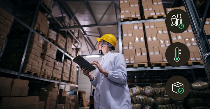 Warehouse worker using IoT devices and cellular connectivity from Com4 to monitor and control operations