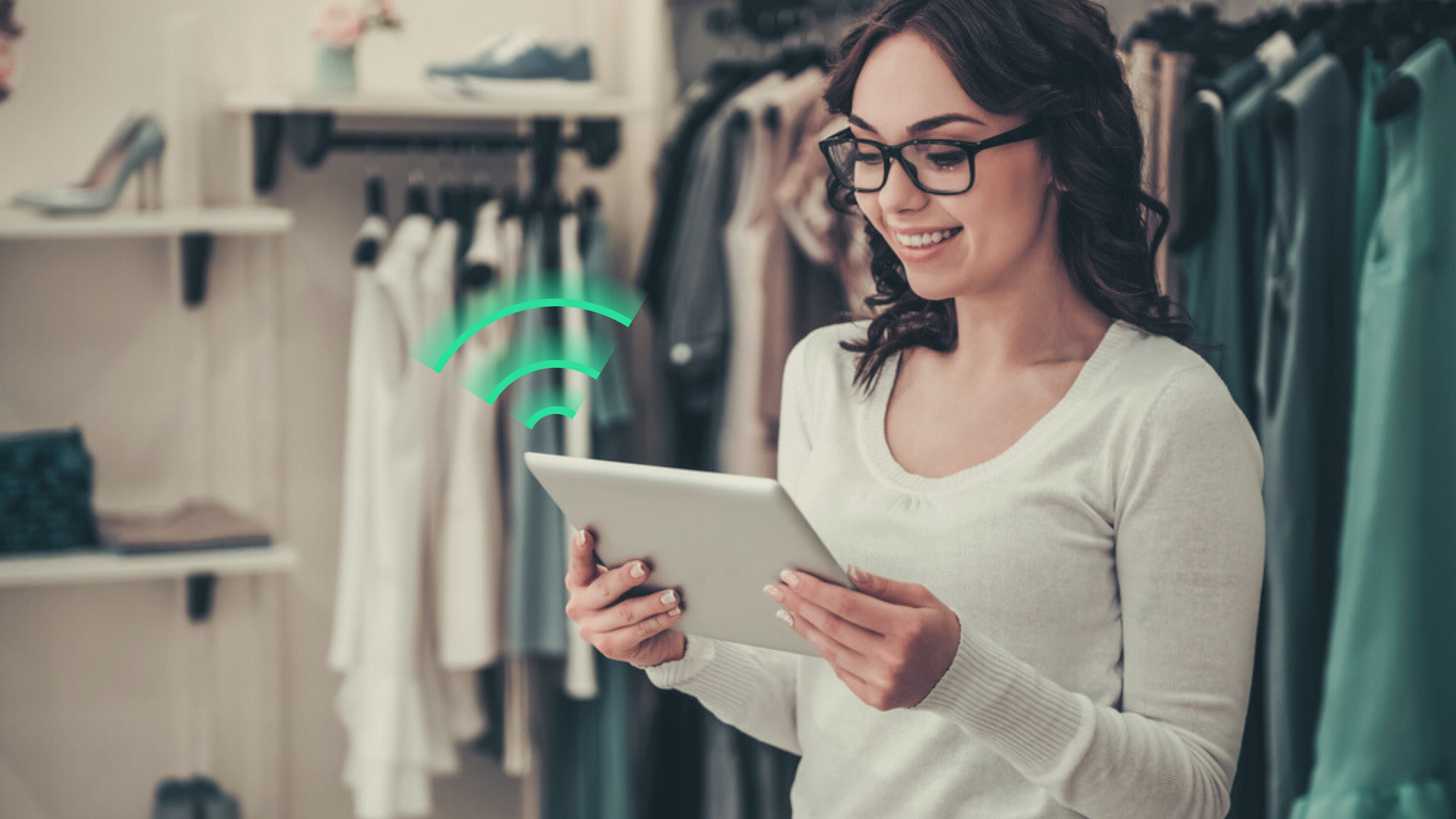 Woman holding an iPad